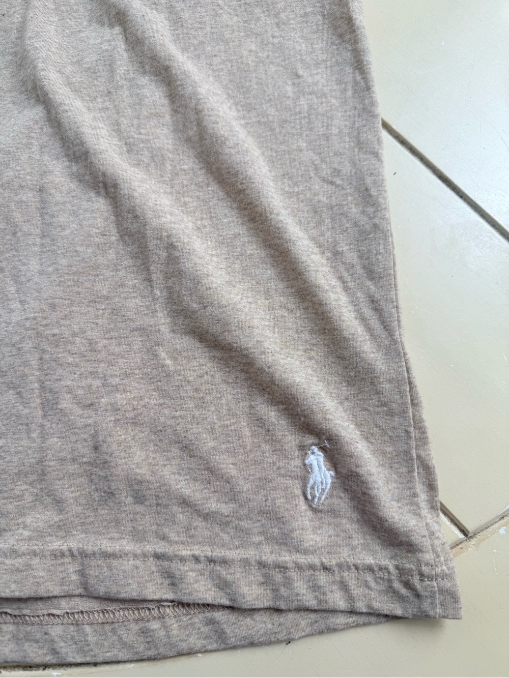 Polo by Ralph Lauren Men's V-Neck Tee in Light Taupe - Picture 2 of 3